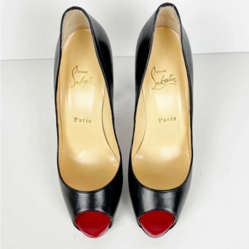 Christian Louboutin Very Prive 120mm Platform heel EU38 Black Kid leather.